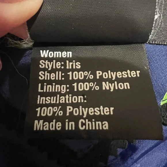 Obermeyer Iris Blue Floral Zip Front Insulated Ski Snowboard Hood Coat Women 12 - Picture 15 of 16